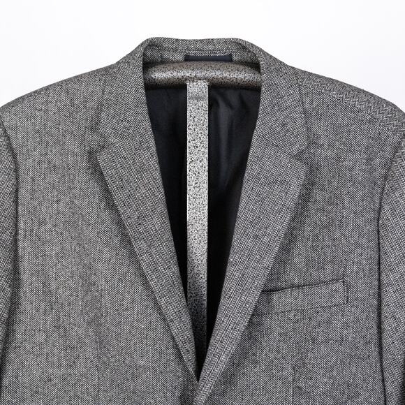 Old Navy Men's Classic Herringbone Blazer Gray SZ XL Polyester Wool Blend Career - Picture 1 of 10